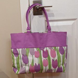 Purple Tulip Print Spring/Summer Tote